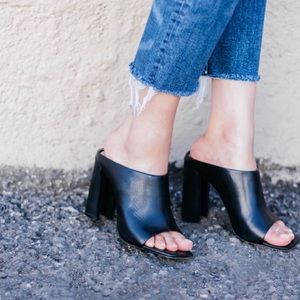 Zara Black Leather Mules
